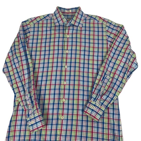 Peter Millar Men's Multi-Check Button Down Shirt size Medium - Picture 6 of 8